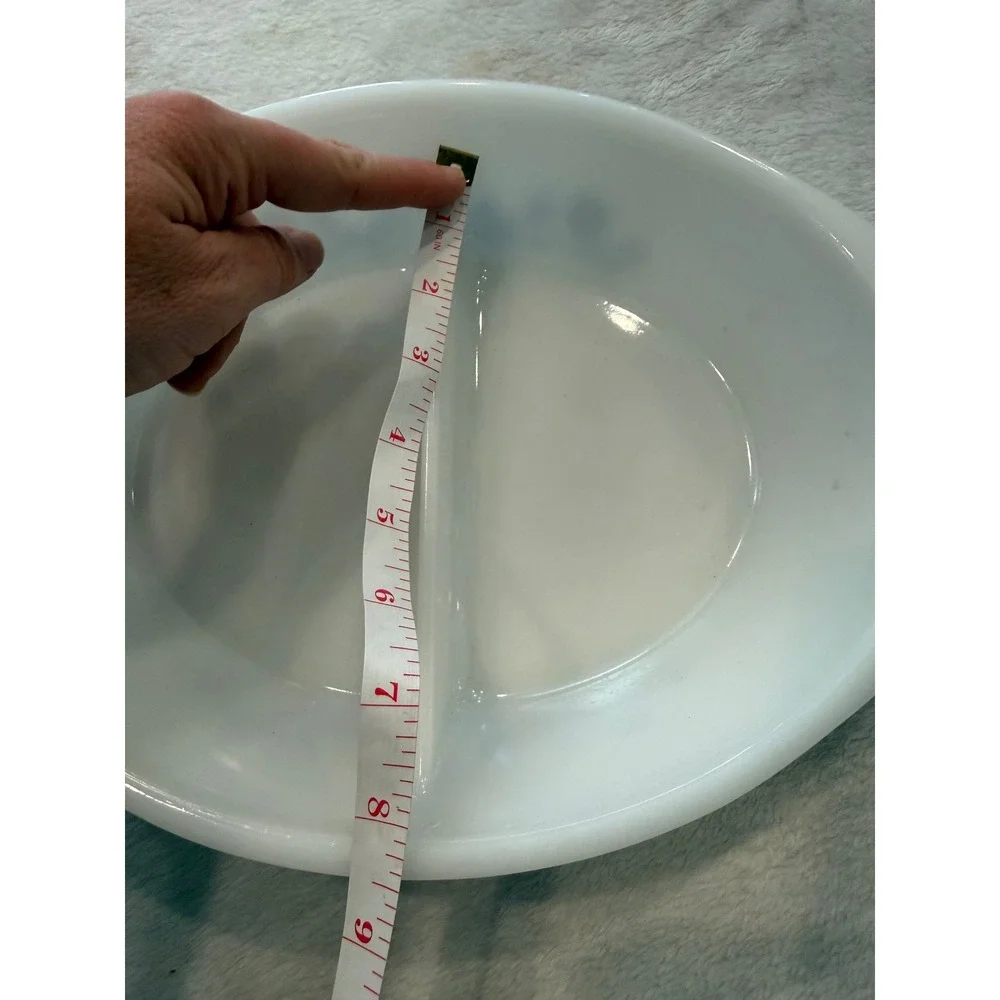 Vintage Glasbake Blue Cornflower Divided Serving Dish Milk Glass Oval 10 inch